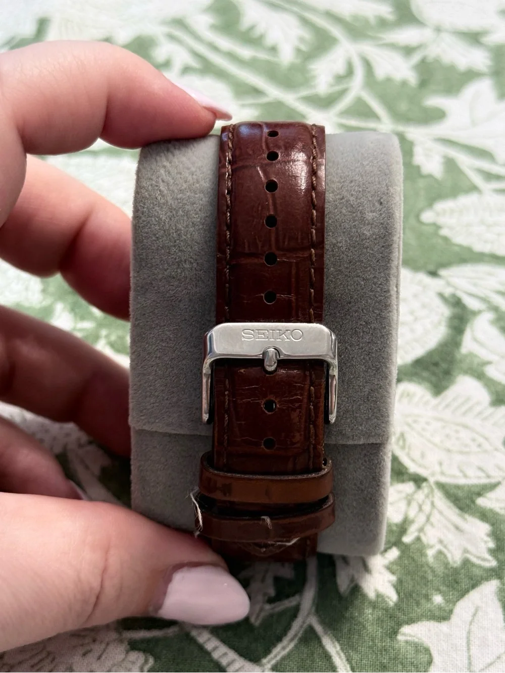 Seiko Solar Men’s Watch Blue Dial Two-Tone Brown Leather